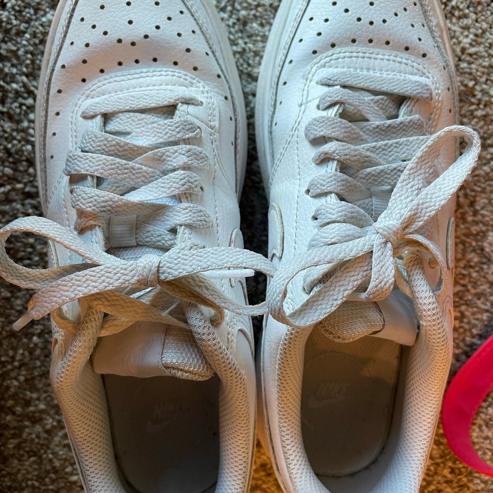 White Nike court vision leather platforms sneakers